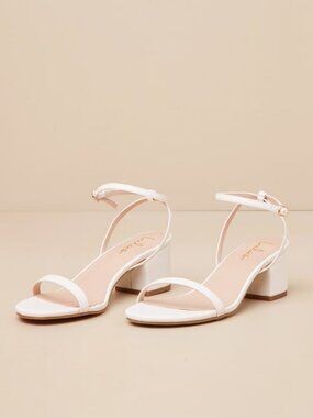 Lulus Julie White Ankle Strap Heels - Size 8